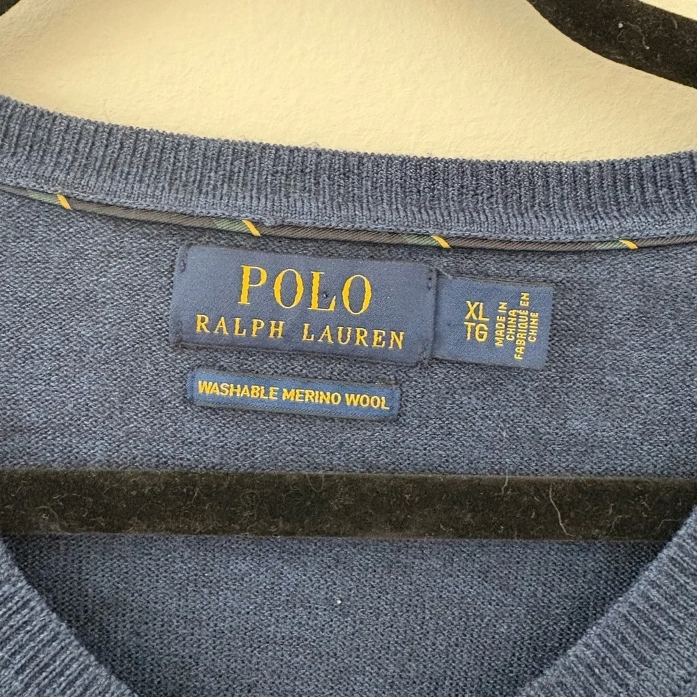 Polo Ralph Lauren Washable Merino Wool V‎ Neck Sweater Men’s XL